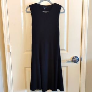 Eileen Fisher Black Wool Midi Dress Sz Small
